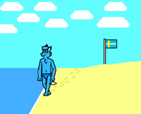 Terry Walking on a Swedish Beach 2