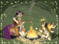 Dogs Around the Campfire