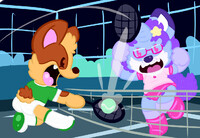 A Cameron Caticorn does Tennis with Cosmin.