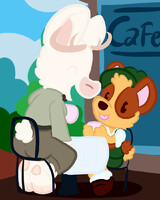 A Gretta invites Cosmin for some coffee.