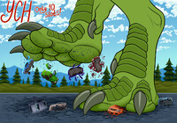 [MACRO YCH] - Trex's big paws trample cars