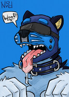 A bear in a puppy mask