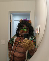 Budget cosplay/fursuit: Mardi Gras beaver in mirror