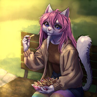 michi comiendo papitas