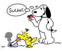 Snoopy Smokes.