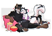 Watching a movie.