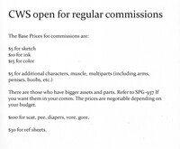 CWS Open for Regular Comms