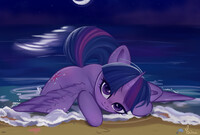 Twilight on a night beach