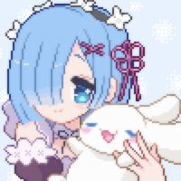 Rem an Cinnamoroll commission pixel art icon