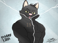 Footch reflected in the broken mirror!