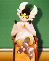 Fursuit Photo: Cinderace Sitting Pretty in a Tutu