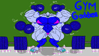 Gym workout pose flex dumbells four arms sangheili No text