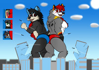 Blue and Red wolves butt dance🐺🟦🟥🔥🏙️