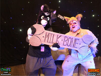 Cave sharing a giant Milkbone treat with Barf! =D