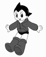 Atom wearing a hoodie