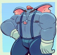 elephant plumber in suspenders