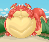 A big red dragon eat too many puffberries.