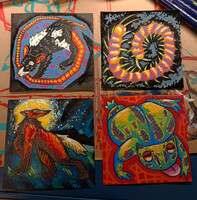 Stylized animals painted in college