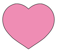GRANDE coração rosa: com outline negro