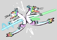 Lasered twins (back to back) ☢️🐲