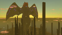 An almost silhouette of the big derg cautiously looming over