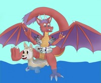 A dragon and his pool fun