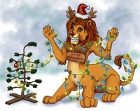 Toony lion Xmas card!