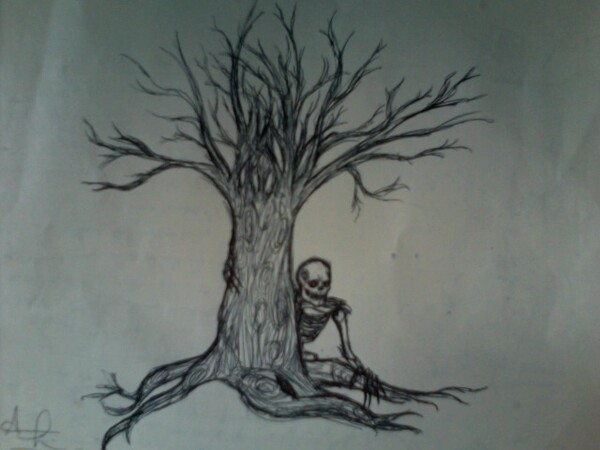 Skeleton & tree sketch by LuxOriri -- Fur Affinity [dot] net