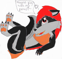 Wanna play with my paws?~ (colored and fixed)
