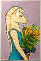 White Zebra with Flowers