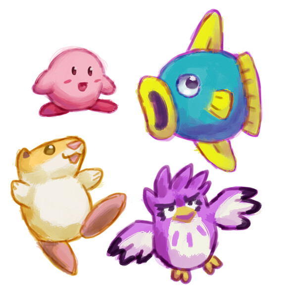 Kirby and his animal friends by blackrathmar -- Fur Affinity [dot] net