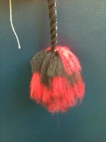 Bulldog yarn tail charm WIP