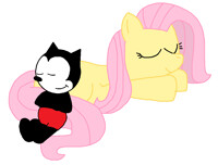 Fluttershy and Homer napping