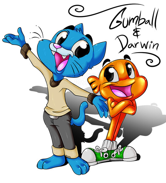 Gumball & Darwin - sketch by eltonpot -- Fur Affinity [dot] net