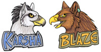 Blaze & Karsha's Confuzzled Conbadges