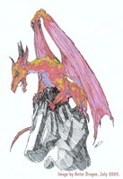 Metalic Red Dragon on Rock