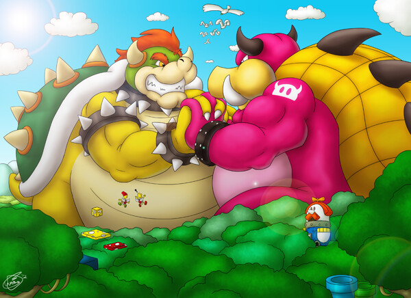 Macro Bowser fighting macro Midbus from inside story :D. Refresh if it appe...