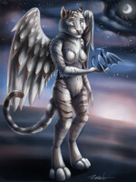 Diadexxus Finished - White tiger holding a dragon IN SPAAACE