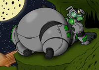 Space Pig Trooper On Green Alien Planet (COLORED!)