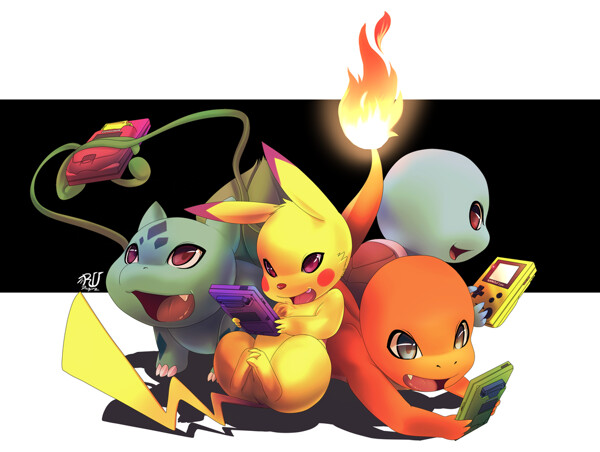 charmander playing gameboy